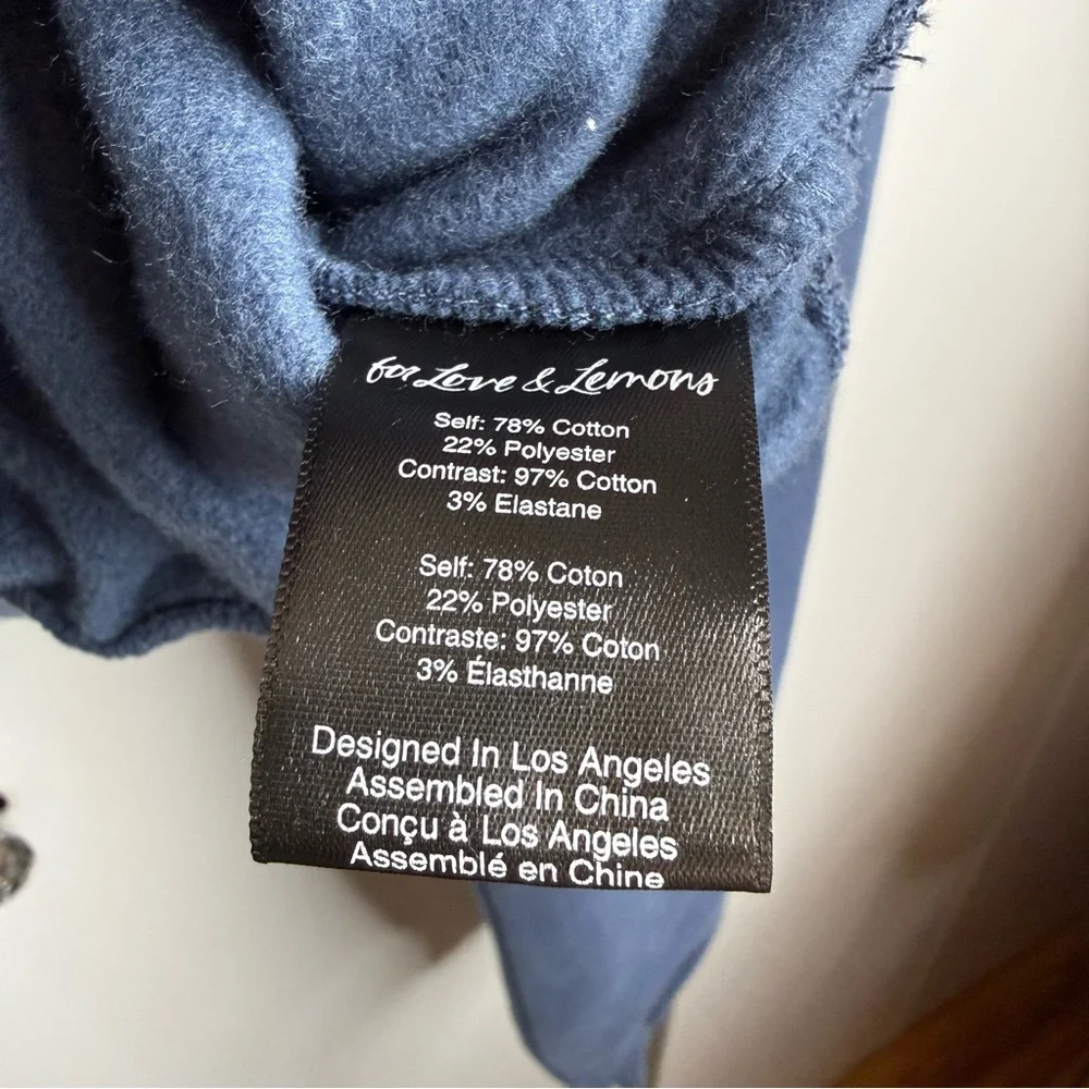 For Live and Lemons Josie Blue Cropped Hoodie Large NWT - Picture 7 of 10